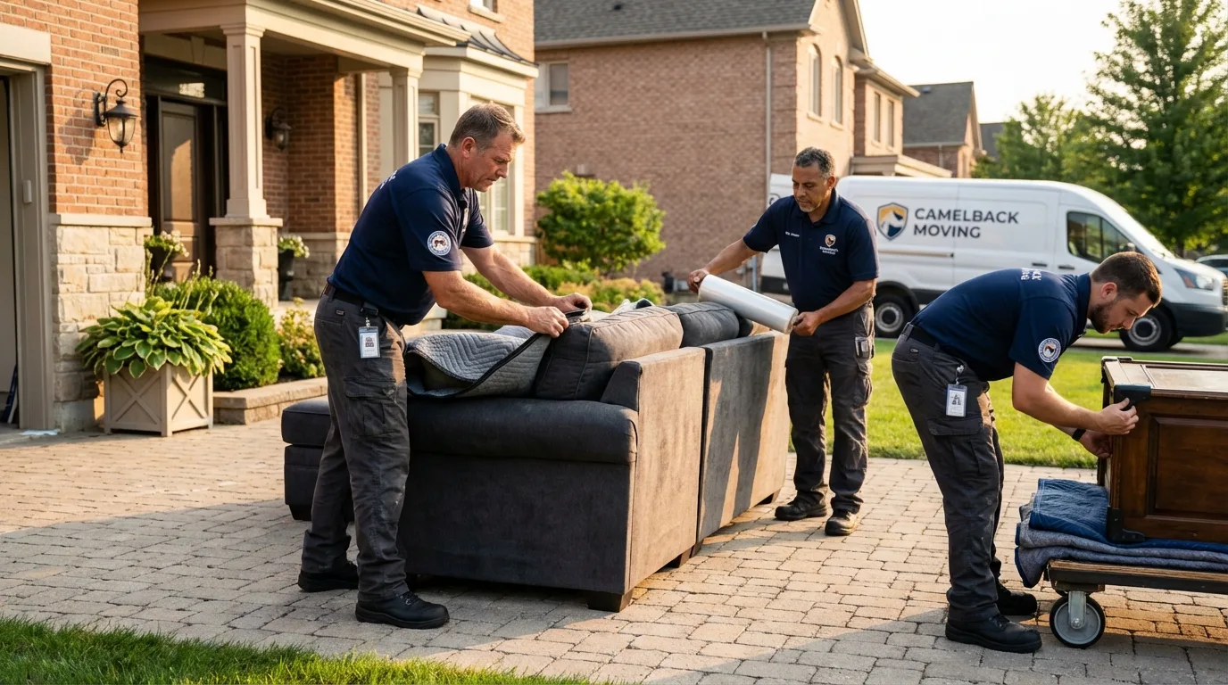 Large estate moving crew wrapping furniture in Medina, TN