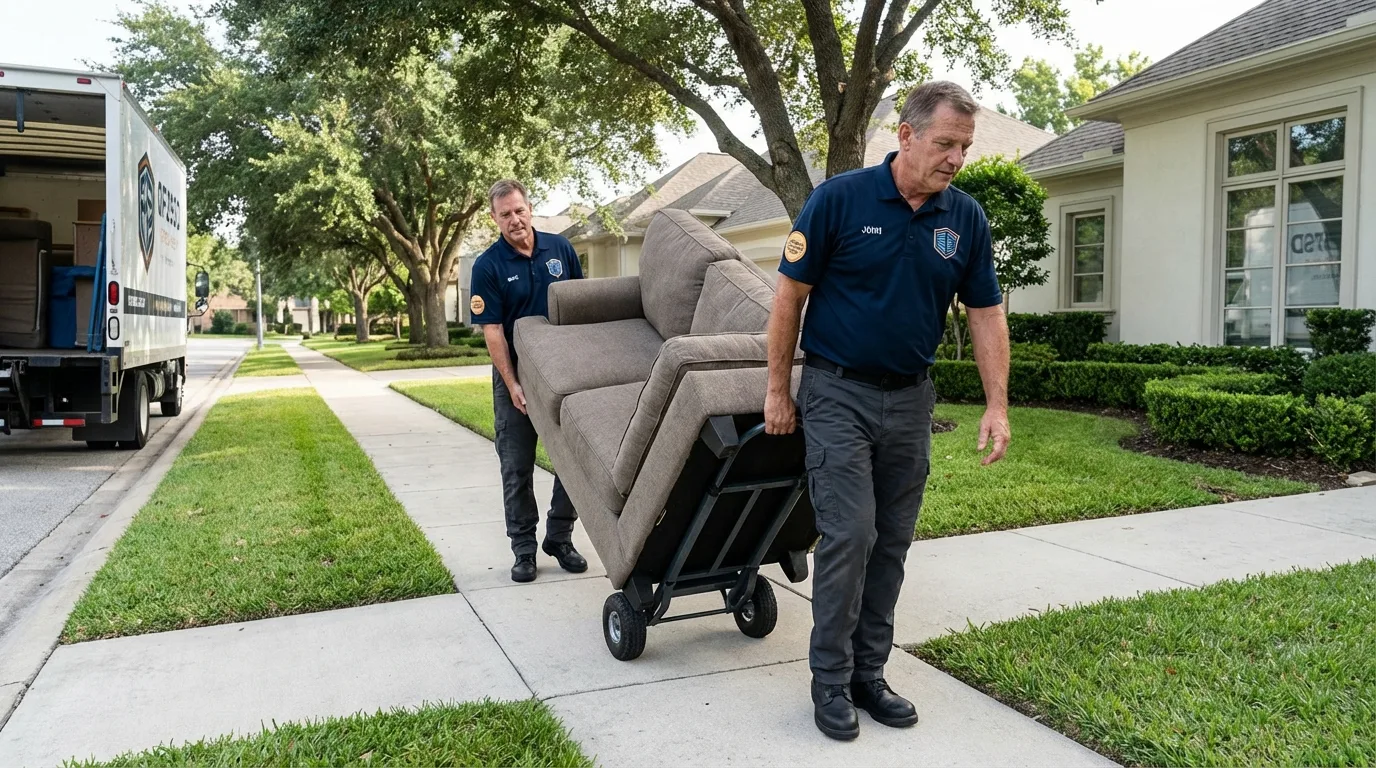 Local residential moving crew loading furniture in Medina, TN